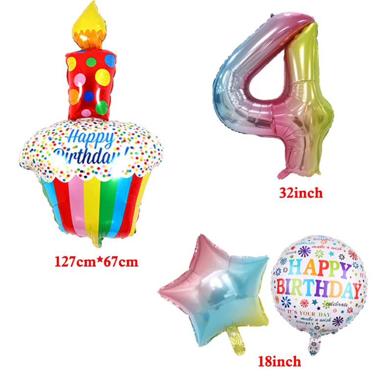 32 дюймовые шары с градиентным номером 127 см набор шаров для торта в форме свечи