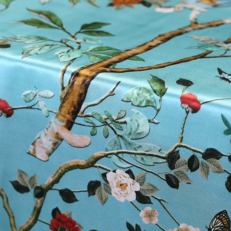 100% шелк стрейч атласная ткань с популярным цветочным узором для женщин платье в