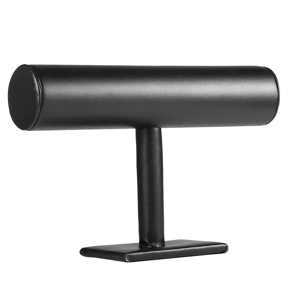 1PC Black Velvet/leather Bracelet Chain Watch Winder T Bar Rack Jewelry Hard Display Stand Holder Jewelry Organizer saat kutusu