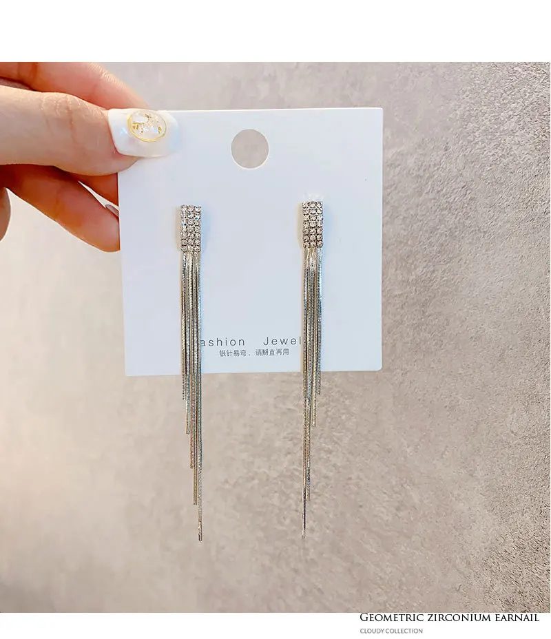 

Pendant earrings, metal tassel gold retro jewelry, modern hip-hop accessories