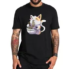 Футболка с рамен, кошка, футболка, кавайная аниме футболка, японский подарок, футболка, топы, мультяшный Графический европейский размер, 100% хлопок