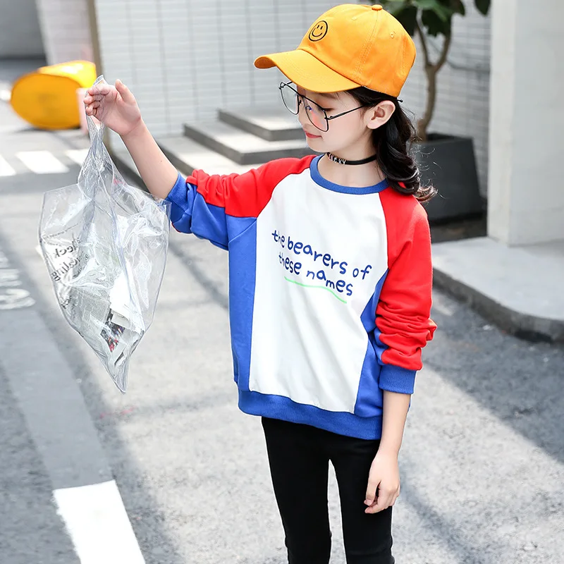 2019 для девочек весенне осенняя одежда модная детская с длинными рукавами