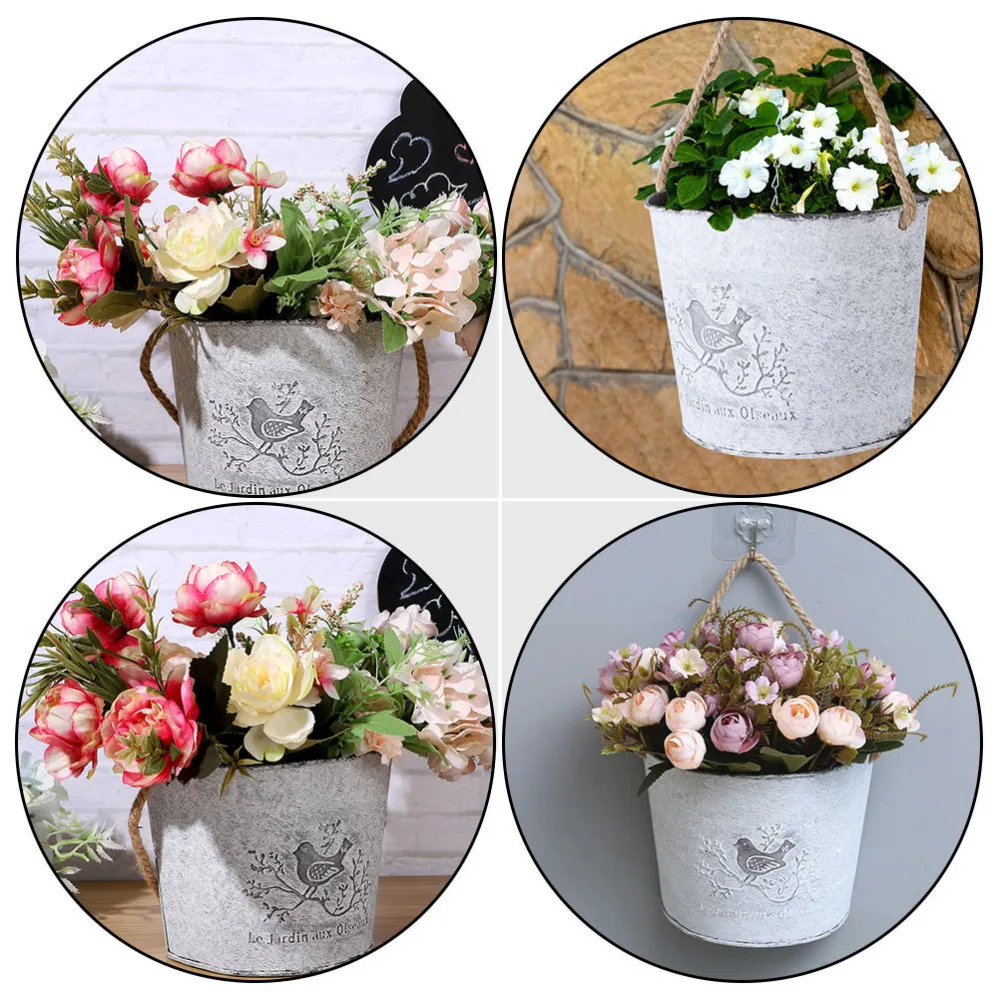 

4pcs Indoor Hanging Flower Holder Shabby Wall-mounted Flower Pot Decoration