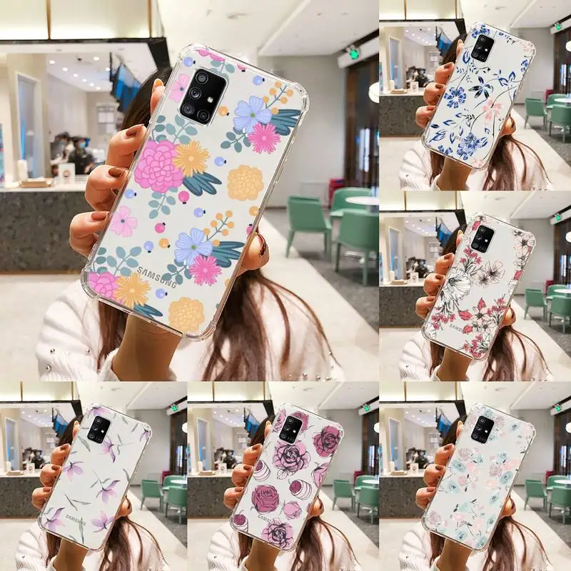

fashion flower beautiful Phone Case Transparent For Samsung A51 A50 A71 A70 A81 M60S Note S21 S 20 10 9 8 11 E Plus Ultra