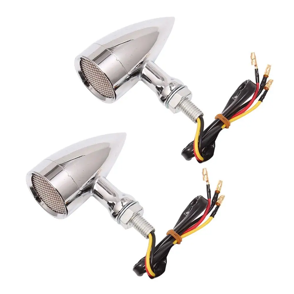 Motorcycle Aluminium Retro Bullet LED Turn Signal Brake Light Mesh Lens For Harley Chopper Bobber Yamaha Honda |