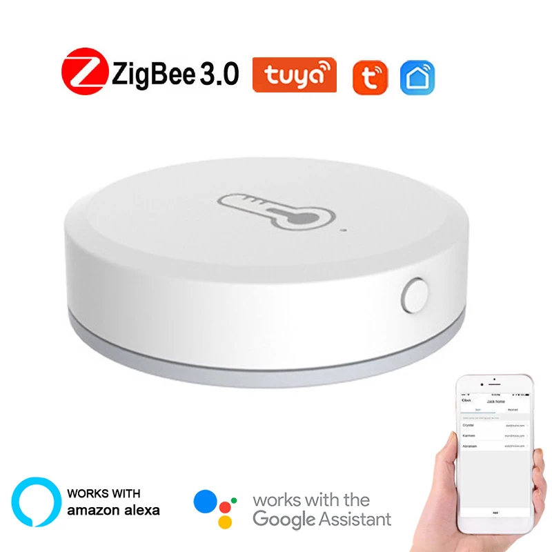Умный датчик температуры и влажности Tuya/SmartLife App ZigBee работает от аккумулятора хаб