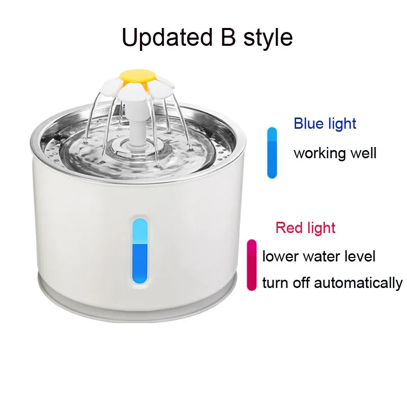 

Automatic Water Fountain for Cats Dogs 2.4L Water Dispenser Drinking Bowl with LED Electric USB Charge Auto Feeder