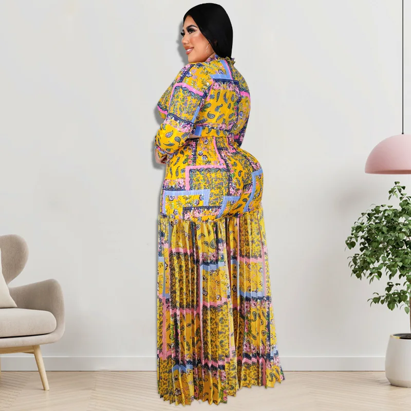 Plus Size Women Clothing 2021 Autumn Pleated Two Piece Suit Big Size 2 Piece Set Women Crop Top And Pants Plus Size Outfits 5xl