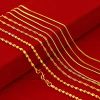 hoyon genuine 18k gold color man chain necklace for women water wave chain snake boneboxo chain 45cm pendant jewelry gift