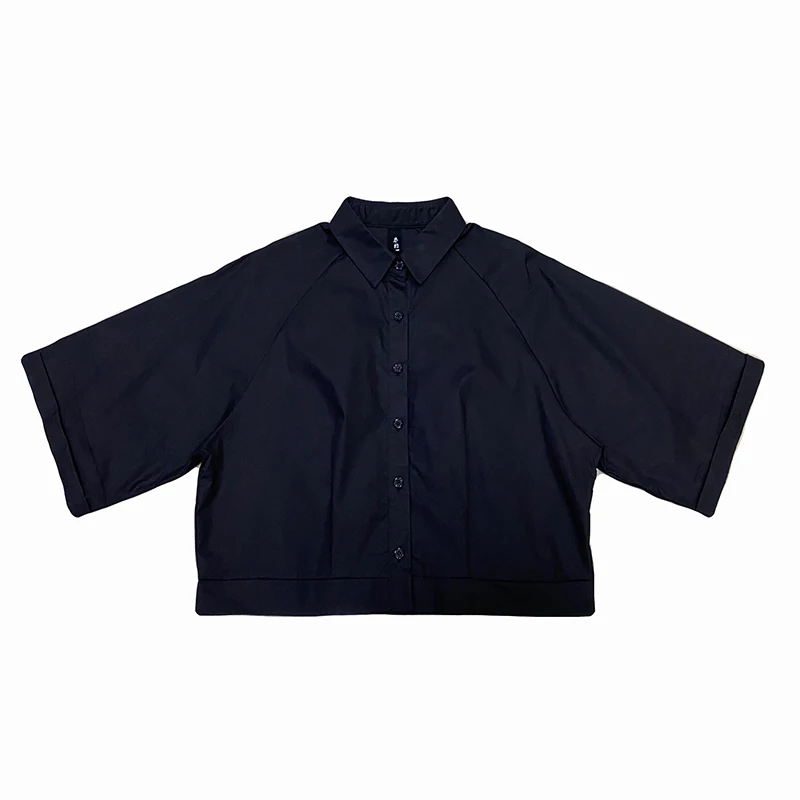 Новинка Сезон осень Цвет темно-синий Оригинальная короткая однотонная Свободная