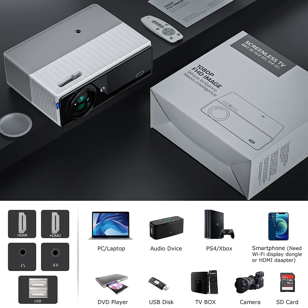 Проектор для домашнего кинотеатра Vivicine 2022 дюймов Android 9 0 1080p Full HD 1920x1080 пикселей -