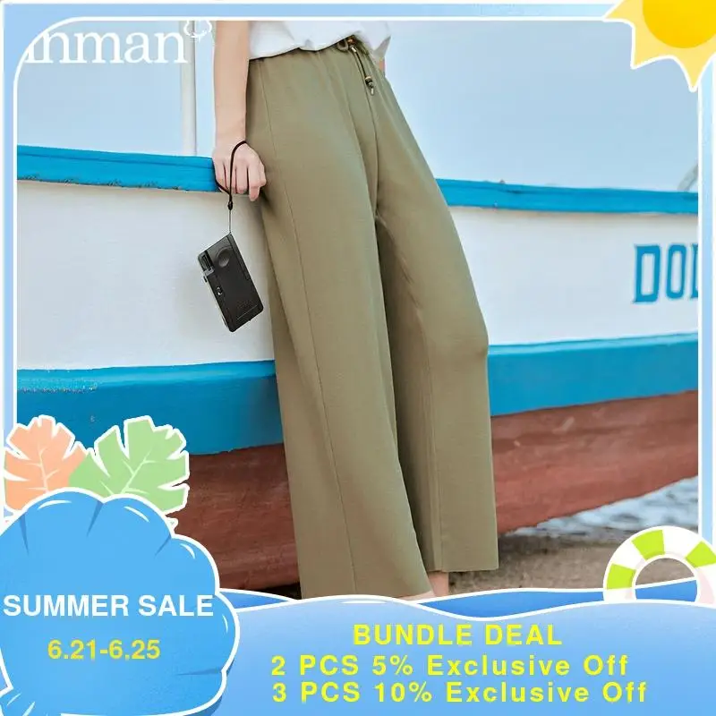 INMAN летние женские зеленые пляжные брюки с широкими штанинами Ретро стиль