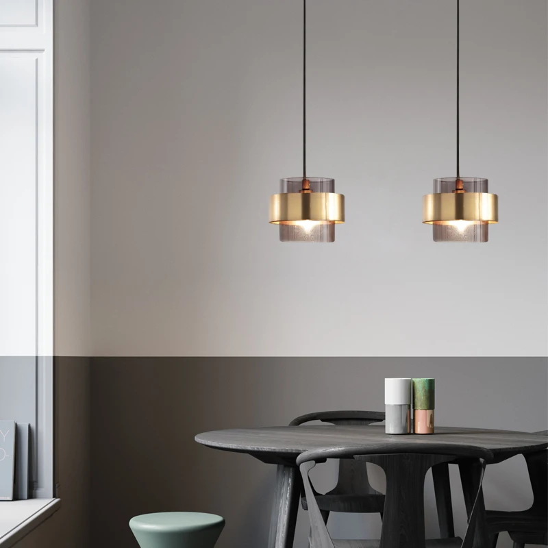Скандинавский стеклянный металлический подвесной светильник современный