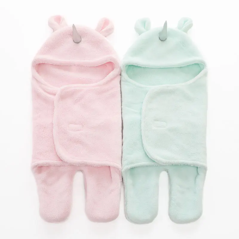 

Winter Warmer Baby Blanket Double Layer Flannel Muslin Swaddle Toddler Solid Color Sleeping Bag Infant Storller Envelope Wrap