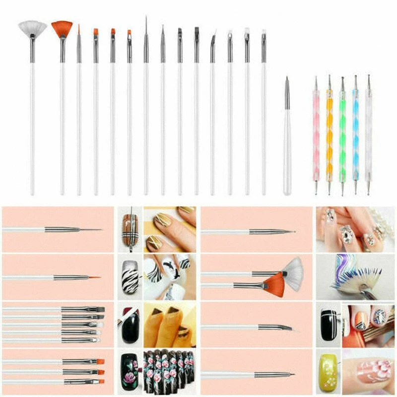 

33 Pcs Nail Art Gel Design Pen Painting Polish Brush Dotting Drawing Tools Set