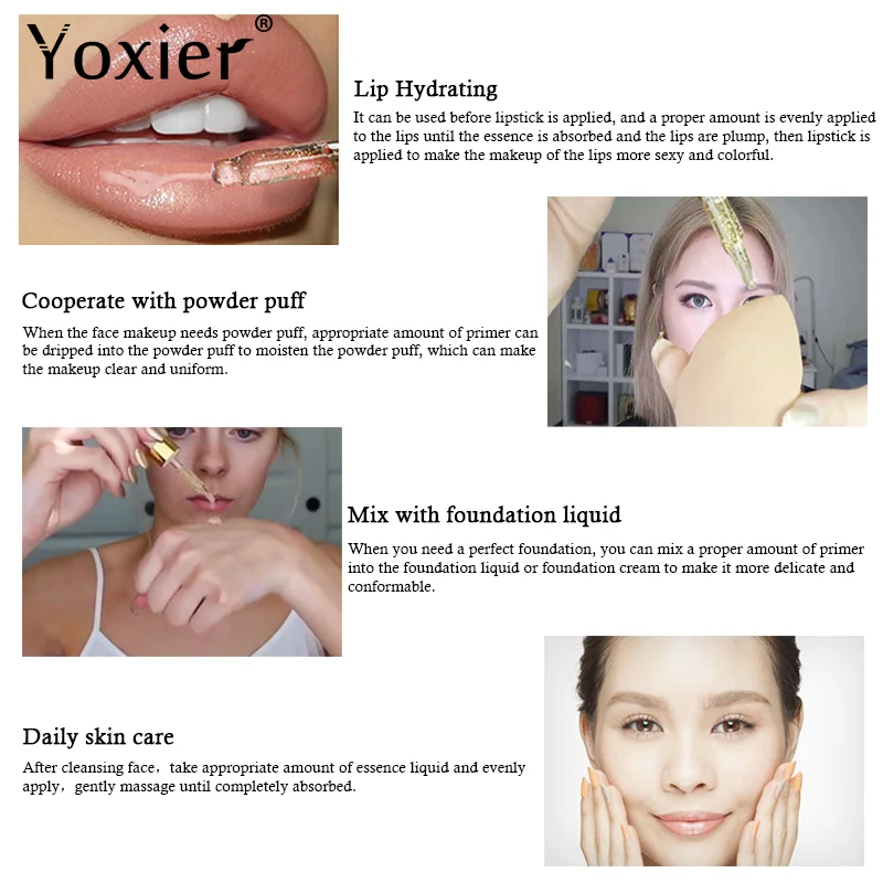 Yoxier основа для макияжа увлажняющая эссенция 24 k Gold Elixir контроль масла Профессиональный матовый сыворотка серия брендовая основа под макияж 1 шт