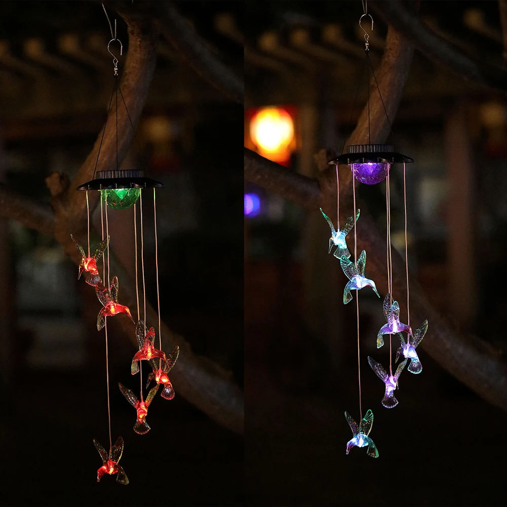 

Color Changing Solar Power Wind Chime Lamps Colorful Windbell Pendant Light Waterproof Outdoor Decorative Lights for Home Garden