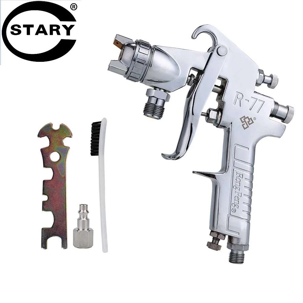 

STARY 77P Pressure Feed Air Paint Spray Gun Silver Nozzle Size 2.5mm Easy Spraying and Clean Perfect for Beginner Drop shipping