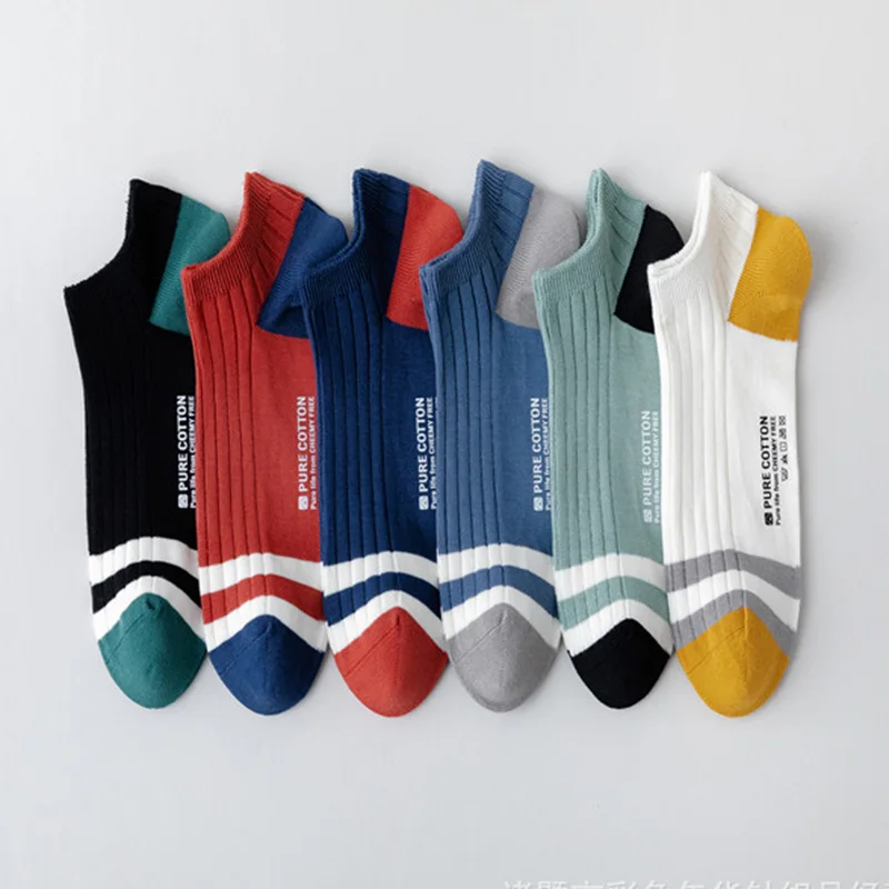 

Носки мужские хлопковые низкие, Повседневные Дышащие, в японском стиле преппи, подходят для занятий спортом, 6 пар, весна-лето