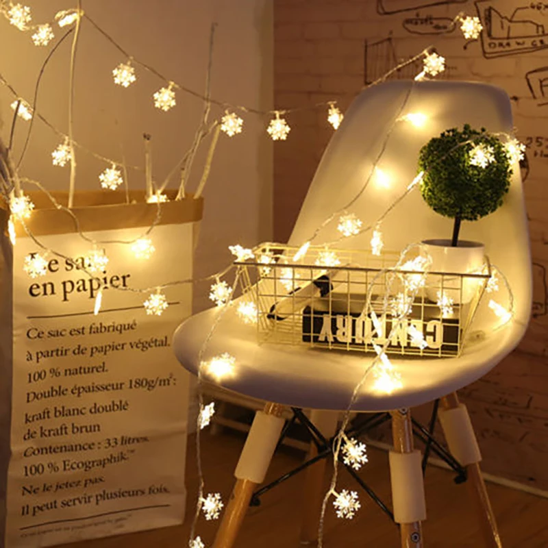 

10/20LED Christmas Snowflake Led String Lights Feastival Tree Decoration Child Bedroom Wedding Garden Garland Decor Battery Type