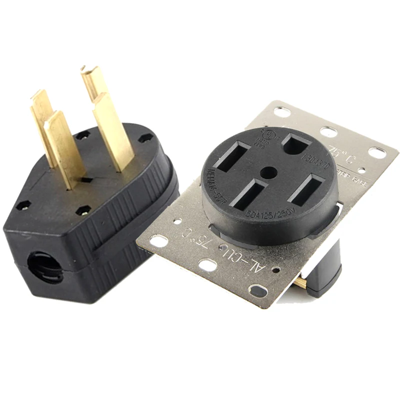 Black America 50A Nema L14-50P L14-50R US 4 pole Industry Power Electric Wired Connector Male Female magnetic power plug Socket |