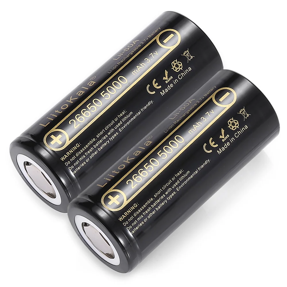 

10PCS LiitoKala 26650 5000mah 26650-50A Li-ion 3.7v Rechargeable Battery for Flashlight 20A