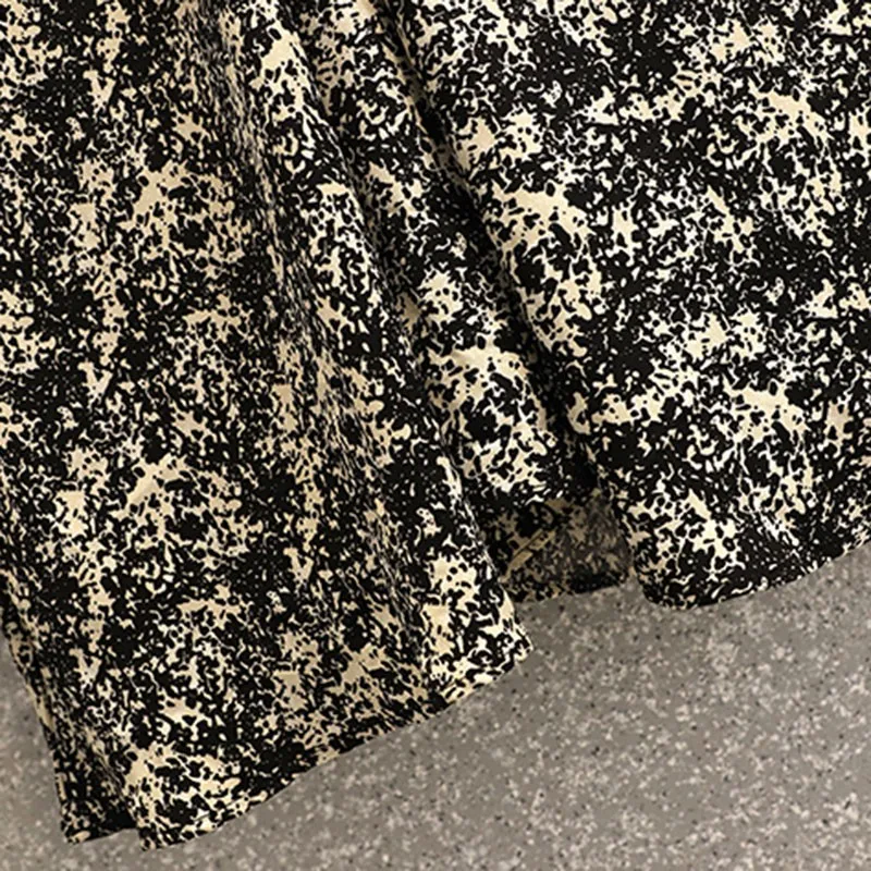 

Plus Size Women Chiffon Long Dresses New Arrival 2021 Spring Korean Style V-neck Vintage Print Ladies Elegant Party Dress W005
