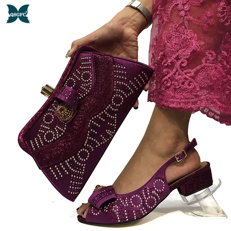 Итальянские вечерние туфли с сумочкой в комплекте со стразами Свадебный