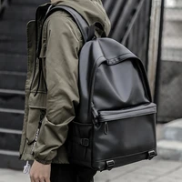 New Fashion Men Leather Backpack Black School Bags for Teenager Boys 15 6 Inch Laptop Backpacks Mochila Masculina High Quality