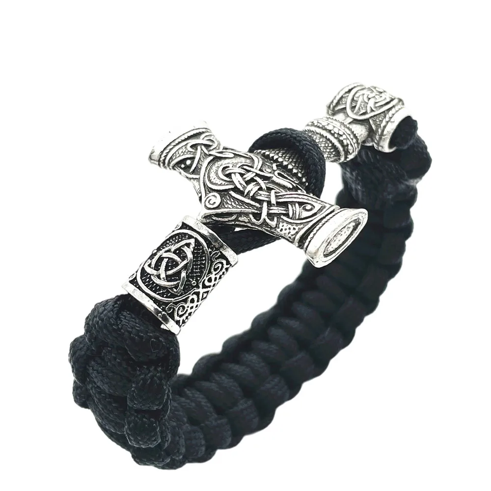 

Vintage Thor Hammer Vikings Bracelets Men Paracord Rope Survival Wrap Bracelet Norse Amulet Viking Rune Handmade Jewelry Gifts