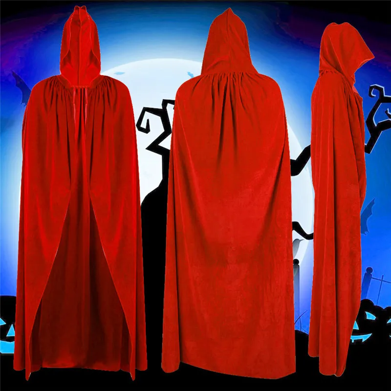 Новинка 2021 новая Вельветовая накидка ведьмы на Хэллоуин с капюшоном для взрослых