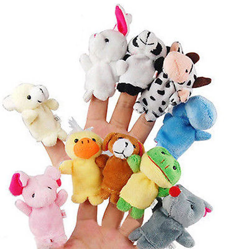 

10 шт./лот, Мультяшные животные, бархатные пальчиковые куклы, пальчиковая игрушка, пальчиковая кукла, детская ткань, развивающая История игрушек для рук, детская игрушка