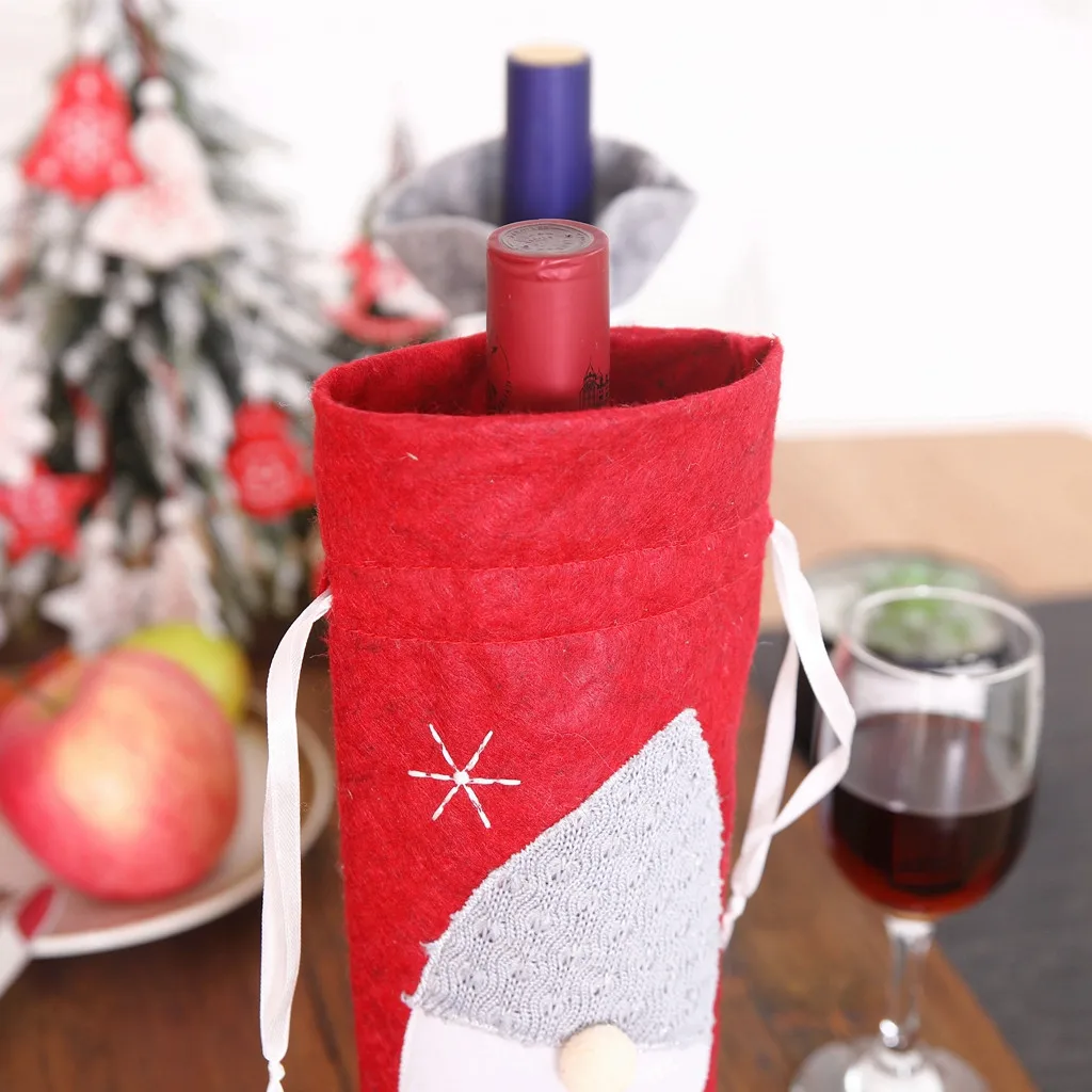 Чехлы для винных бутылок сумки с машинной вышивкой рождественские украшения