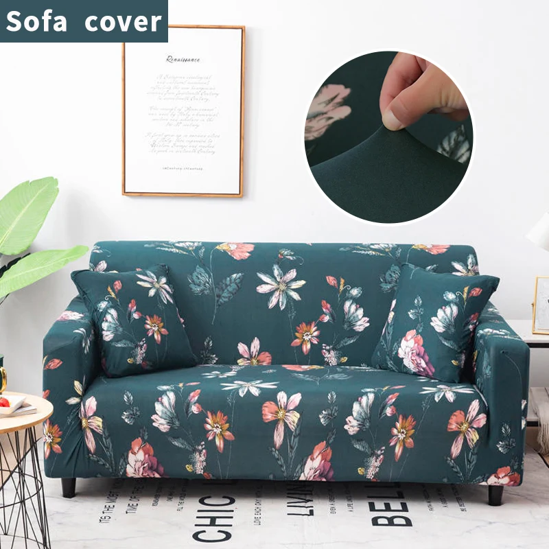 

Nordic Green Floral Sofa CoverDetachable Fully Wrapped Sofa Covers for Living Room L-shaped Corner Couch of Sofa