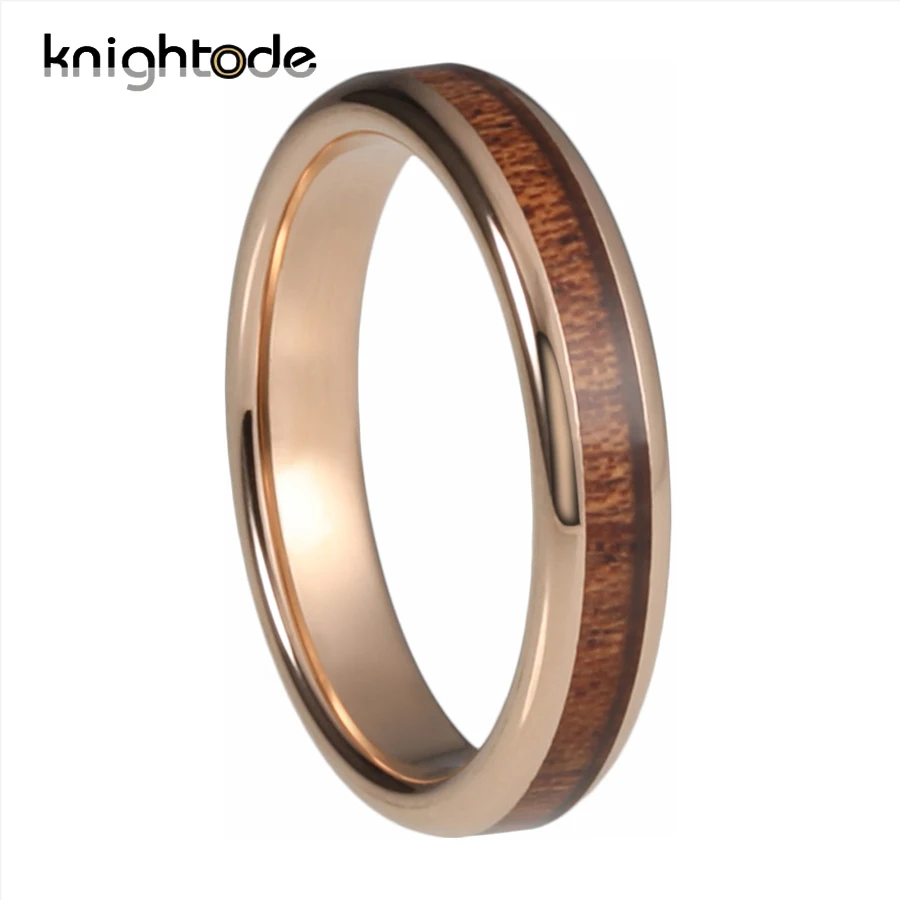 4 мм розовое золото Вольфрам обручальное кольцо из натурального дерева КОА для