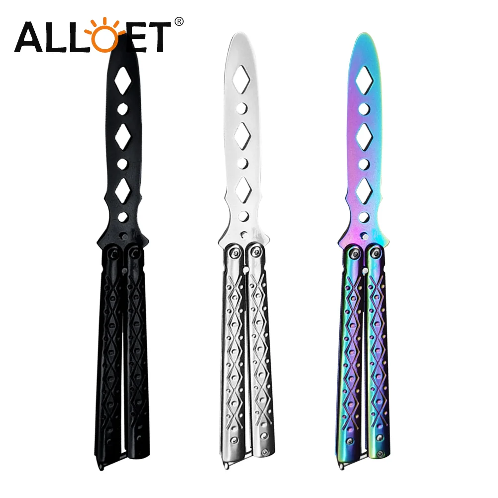

Portable Practice Butterfly Knife Unsharpened Alloy Steel Foldable Training Knives Transformable Outdoor Trainer Game for Gifts
