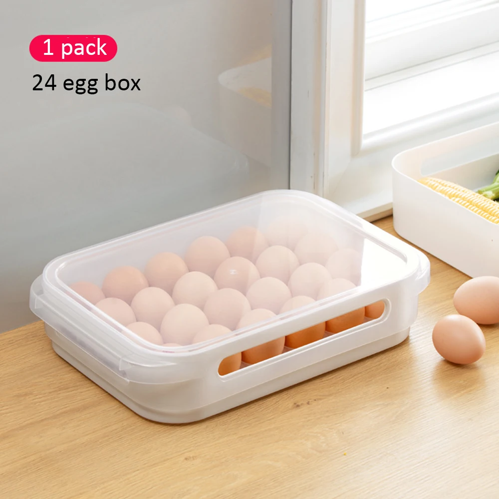 

24 Grid Egg Box Kitchen Refrigerator Storage Box Kitchen Food Preservation Storage Box Egg Rack Support Eggs high quality PP