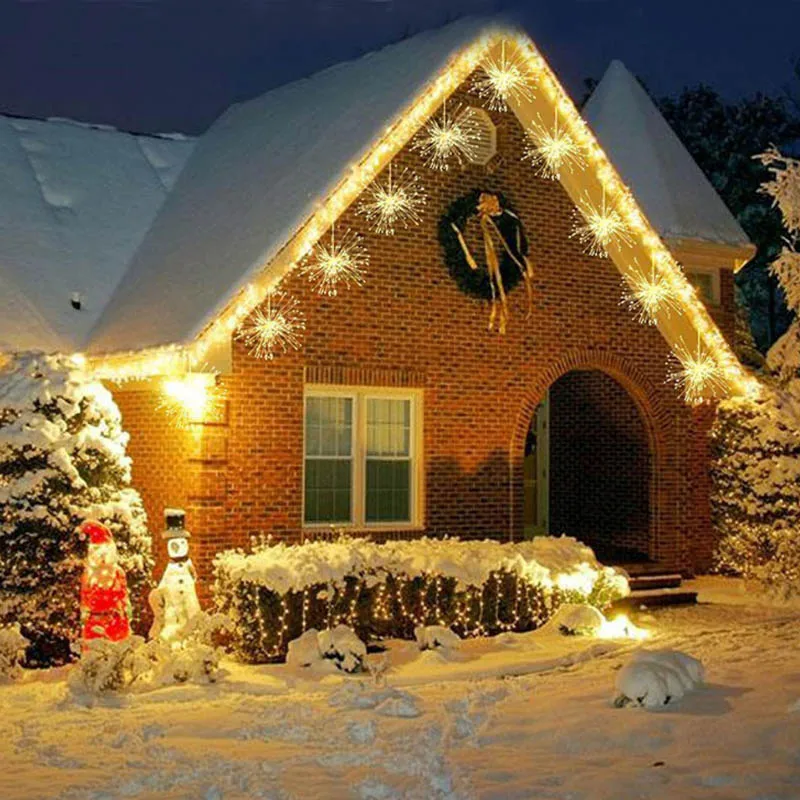 

100/150/200 светодиодов, Мерцающая огнеупорная гирлянда Starburst для праздника, фестиваля, Рождества, уличное и внутреннее декоративное освещение