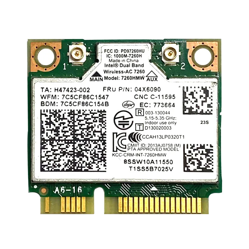 Dual Band Wireless-AC 7260 7260AC 7260HMW network card wifi+BT 4.0 Bluetooth adapter mini PCI-E 867Mbps Lenovo 04X6090 04X6010 | Компьютеры