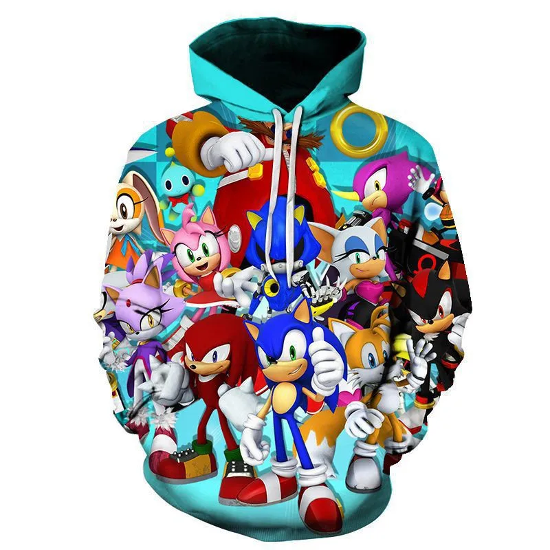 Sonic 3D Модный пуловер худи Повседневная Толстовка с длинными рукавами 3D Одежда для мальчиков и девочек тонкий стиль детский свитер с героями мультфильмов