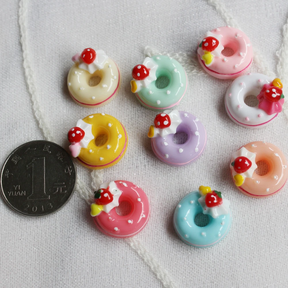

18mm Very Hot And Kawaii Flat Back Resin Donut Food Cabochon FOR DIY Accessory