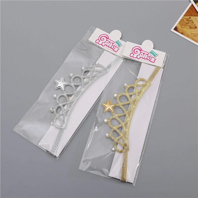 

Golden/Silver Crown Star Baby Headband Girl Elastic Hair Band Infants Toddlers Headbands Baby Hair Crown Children Head Headdress
