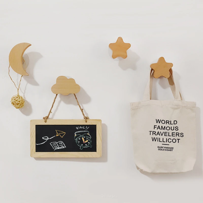 Горячие настенные крючки для шляп деревянные вешалки пальто звезда луна