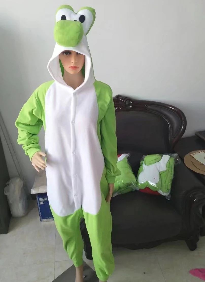 Зеленый Пижамы для взрослых Yoshi onesies, мультяшная Пижама Kigurumi, Маскарадные костюмы, пижама с животными, одежда для сна - Цвет: Зеленый