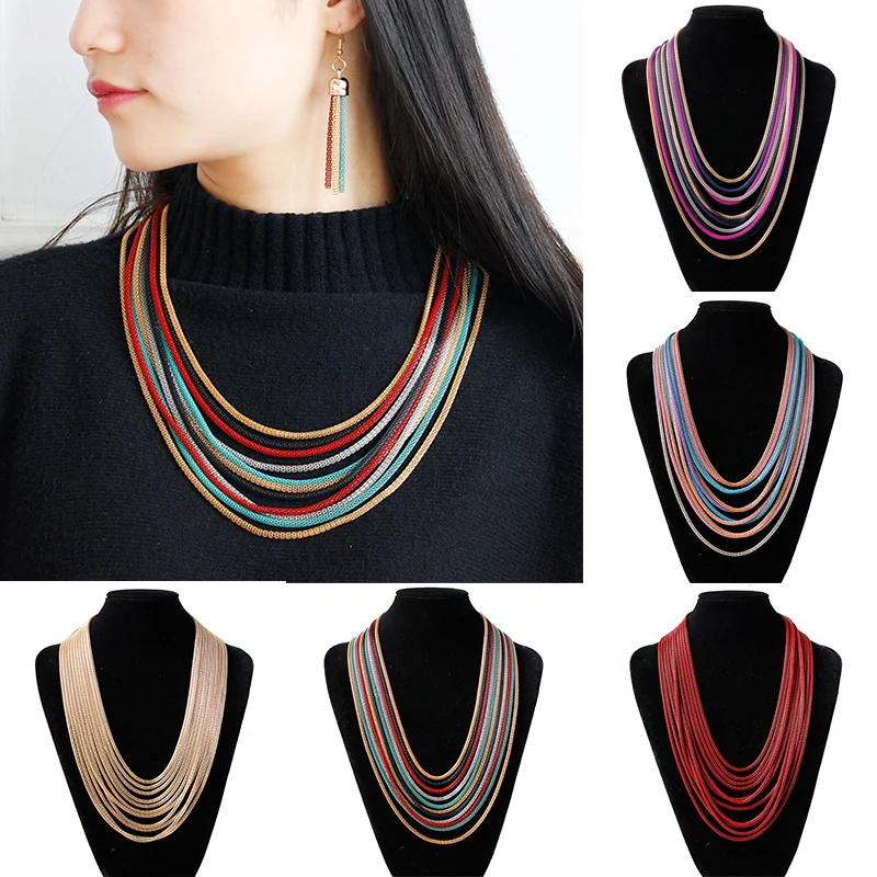 Women Necklace 2021 New Fashion Bohemian Multi-layer Beaded Vintage Long Necklaces &amp Pendants Jewelry Accessories | Украшения и