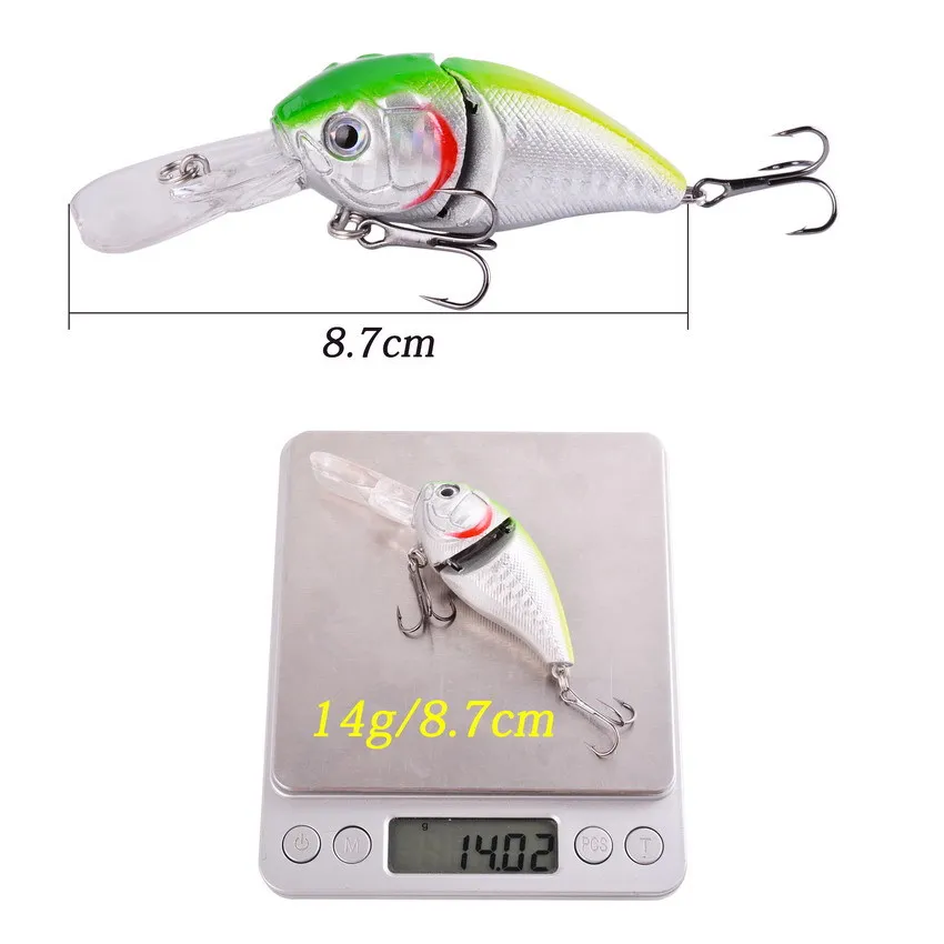 

8.7cm/14g Multi Jointed Crankbait Lure Fishing Swimbait Wobbler 2 Segments ABS Lifelike Artificial Bait for pike and bass