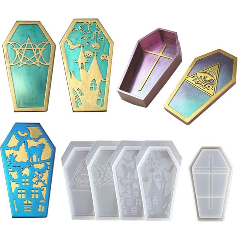 

Transparent Silicone Mould Resin Decorative Craft DIY Halloween coffin storage box resin molds for jewelry Making Accessories