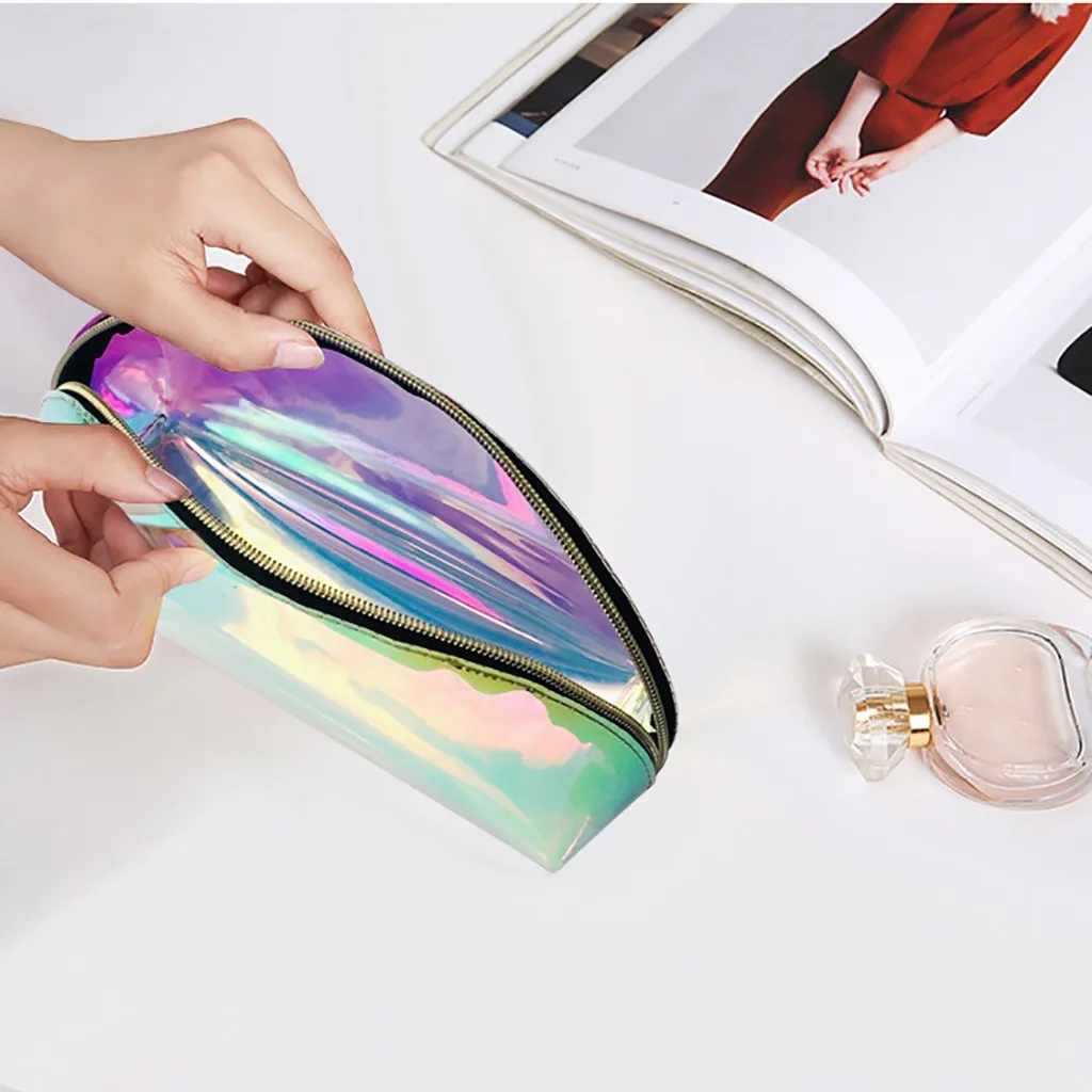 Женская модная Лазерная волшебная сумка для макияжа прозрачная гелевая Сумка