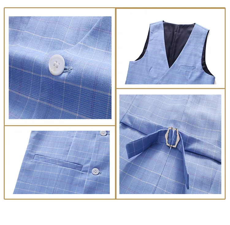 

Men's 3 Piece Suits Lapel Sky Blue Striped Slim Fit Wedding Suits For Formal Groommen Suit Clothing Wear Coat +Vest +Pant