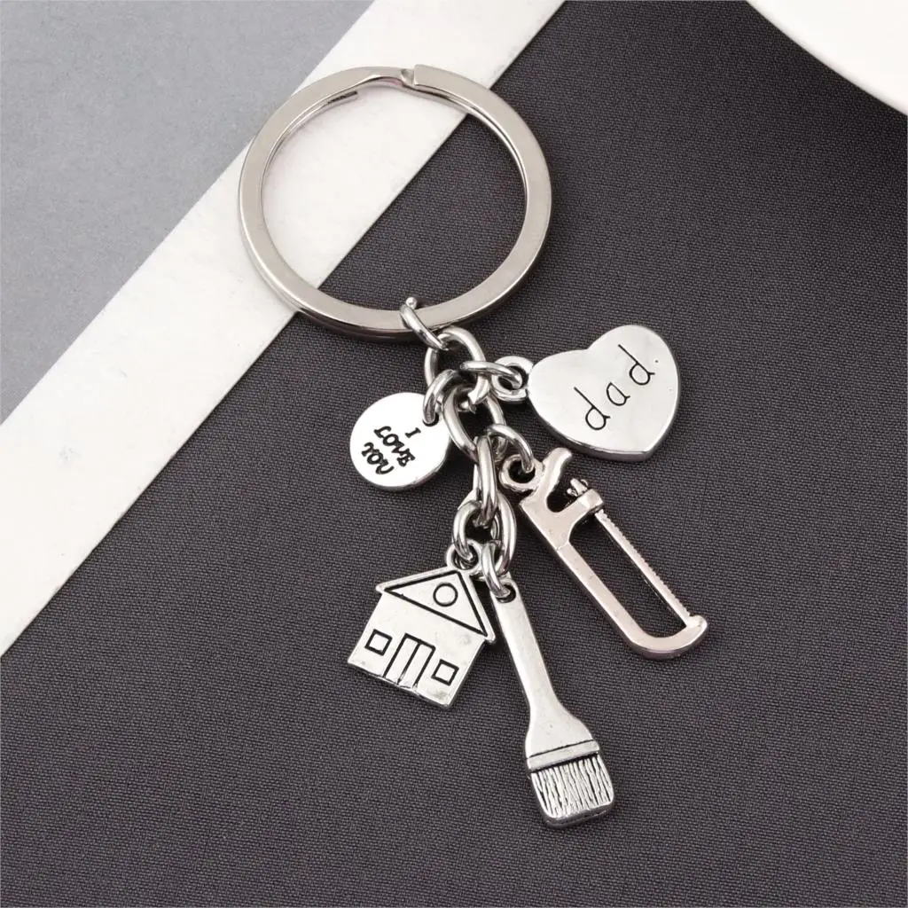 1Pc Brush House Saw Keychain I Love You Dad Pendant Keyholder Father Day Daddy Souvenir Jewelry Accessories E2597 | Украшения и